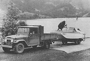 Fire patrol launch on Eildon reservoir - Taggerty District. Source: FCV Annual Report 1971. Fire patrol Eildon wier 1970.jpg