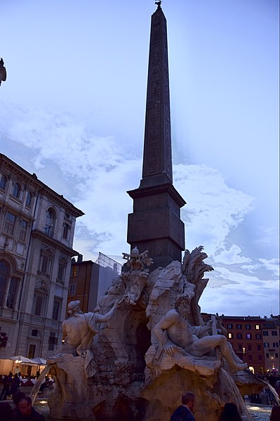 File:Fountain of the Four Rivers(Fontana dei Quattro Fiumi) with the 'Obelisco Agonale' at Piazza Navona, Rome, Italy (Ank Kumar, Infosys Limited) 06.jpg