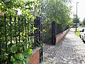 Gate standards, gates and railings to front of numbers 104 and 106 Heworth Green, York. Grade II listed.