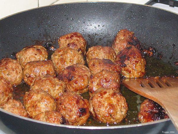 Meatballs being cooked