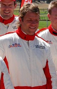 Archer as a celebrity racer at an event prior to the 2008 Australian Grand Prix.