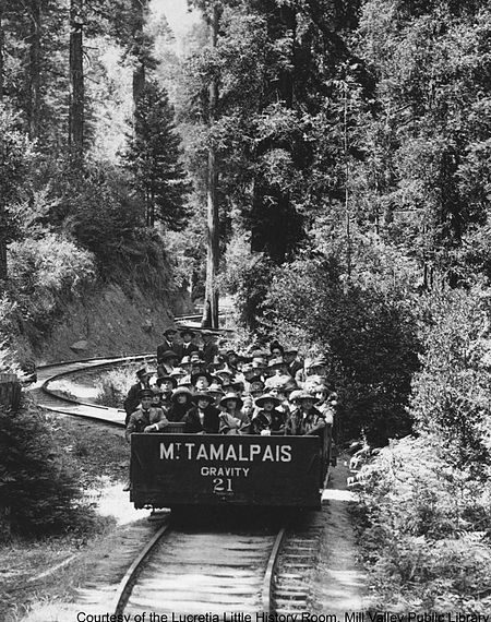 Gravity car no. 21 on the Mt. Tam and Muir Woods Scenic Rwy c. 1915