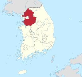 Kaart van provincie Gyeonggi-do van Zuid-Korea