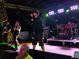 Hatebreed live in 2016. From left to right: Frank Novinec, Chris Beattie, Jamey Jasta, Matt Byrne.