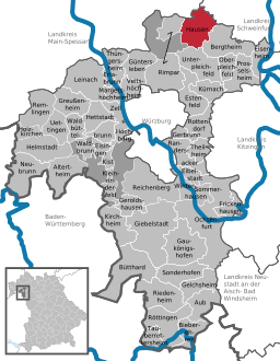 Läget för Hausen bei Würzburg i Landkreis Würzburg