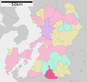 Lage Hitoyoshis in der Präfektur