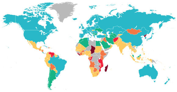 Percentage of population suffering from hunger, World Food Programme, 2020:
