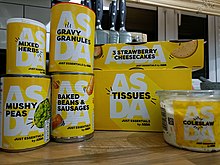 A selection of products showing the "Just Essentials by Asda" branding Justessentialsasdaproducts.jpg