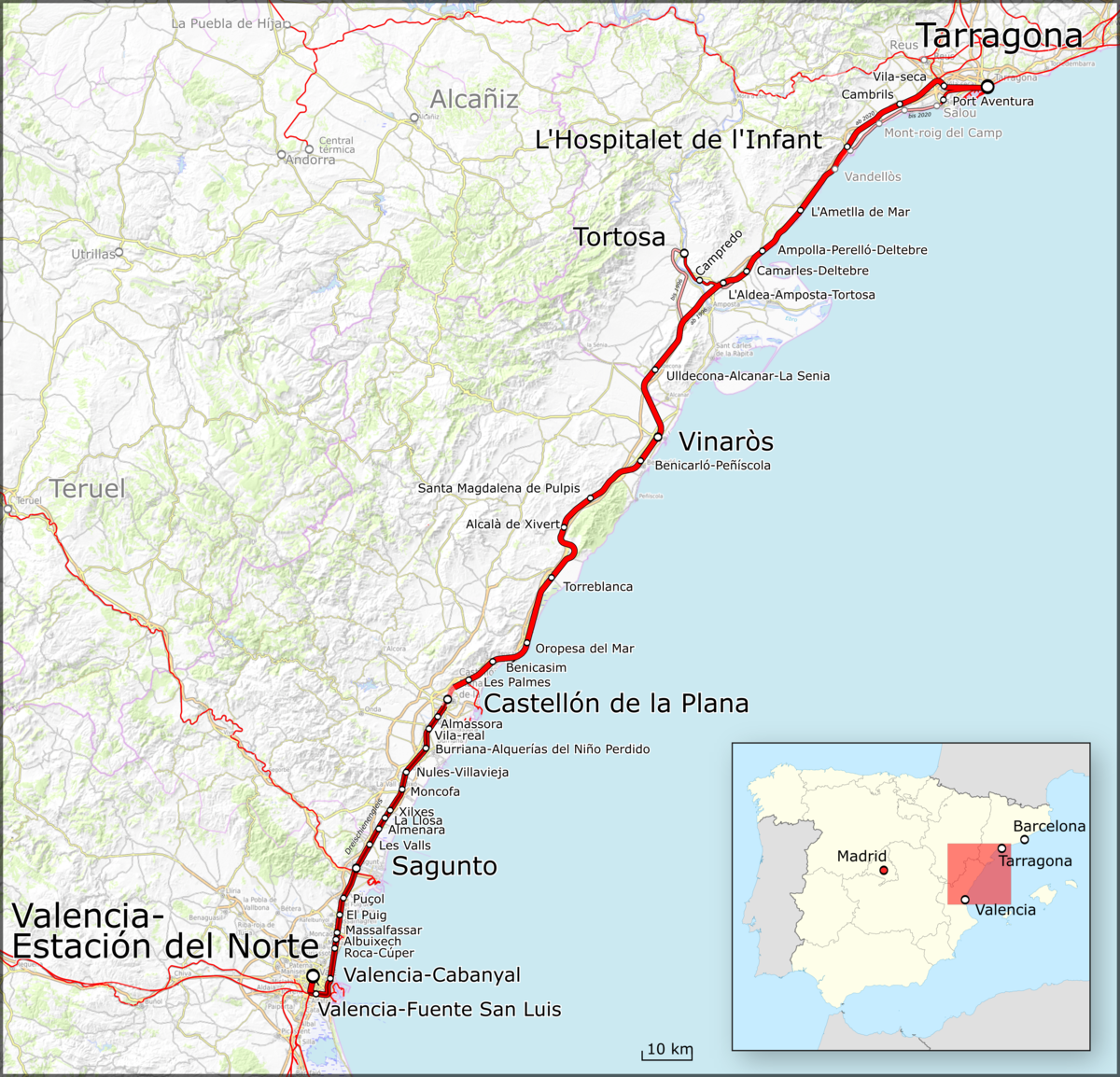 File Karte Bahnstrecke Tarragona Valencia Png Wikimedia Commons