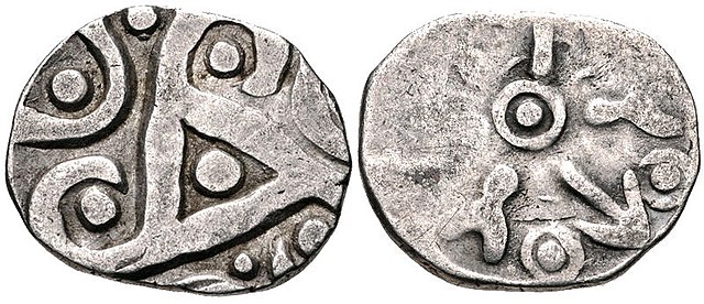 Pre-Mauryan (Ganges Valley) Kurus (Kurukshetras), Silver, ½ Karshapana, Indian coin, “Babyal Hoard” type, c. 350–315 BCE. AR 15 Mana – Half Karshapana