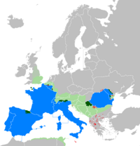 Regions d'Europa amb llengües llatines