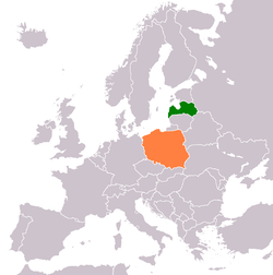 LatviaとPolandの位置を示した地図