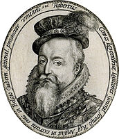 Portrait of Robert Dudley, Earl of Leicester 1586. engraving. 6.1 × 5.1 cm (2.4 × 2 in). Various collections.