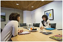 Lilianne Ploumen, Dutch minister of foreign trade and development cooperation, meets with Boyan Slat. Lilianne Ploumen meets with Boyan Slat, February 23, 2015 (3).jpg