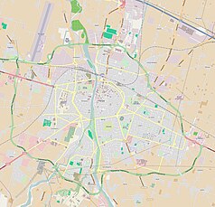 Mapa konturowa Parmy, w centrum znajduje się punkt z opisem „Ennio Tardini”