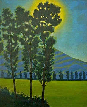 Landscape with trees, c. 1940s painting