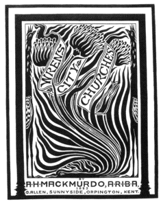 Cover design by Arthur Mackmurdo for a book on Christopher Wren (1883) 