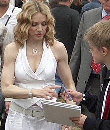 She was included among Paul Fraser Collectibles's Top 10 Most Valuable Living Autographs (2000-2014). Madonna Live 8 (cropped) (cropped).jpg