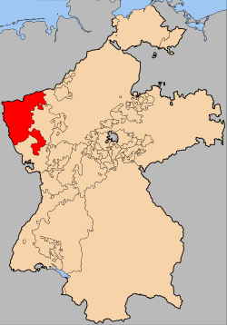 贝尔格大公国(紅色)在萊茵邦聯中的位置