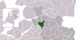 Highlighted position of Zwolle in a municipal map of Overijssel