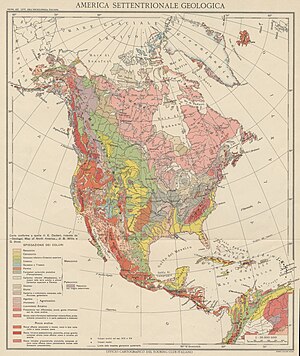 300px map geological map of north america 1928 1940   touring club italiano cart trc 26