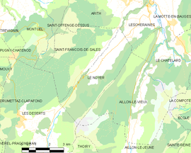 Mapa obce Le Noyer