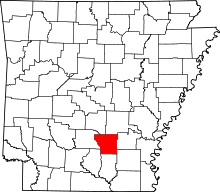 Map of Arkansas highlighting Cleveland County.svg
