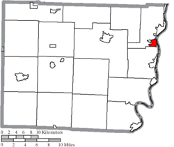 Location of Bridgeport in Belmont County