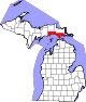 Map of Michigan highlighting Mackinac County.svg