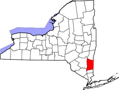 Location of Dutchess County in New York Map of New York highlighting Dutchess County.svg