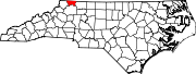 Harta statului Carolina de Nord indicând comitatul Alleghany