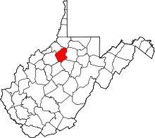 Harta e Doddridge County në West Virginia