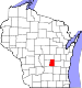 Harta statului Wisconsin indicând comitatul Green Lake