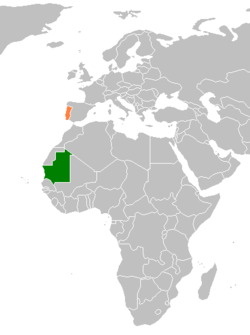 Location of Mauritania and Portugal