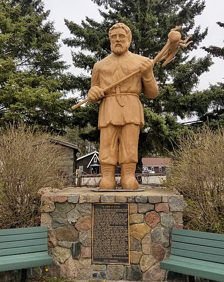 The sculpture of St. Urho, located in the town of Menahga in the Wadena County, Northwestern Minnesota