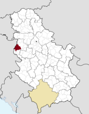 セルビアにおけるロズニツァの位置の位置図