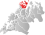 Karlsøy markert med rødt på fylkeskartet