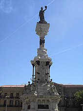 Memorial erected in Pamplona to the traditional Laws of Navarre (1903): "We, the Basques of today, in memory of our eternal ancestors, have gathered here to show our determination to keep Our Laws" NafarForuak.JPG