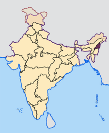 Map of India with the location of నాగాలాండ్ highlighted.