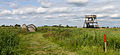 Nationaal Park De Alde Feanen. Locatie, It Wikelslân. Gemarkeerde route naar brug en uitzichttoren.