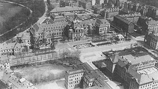 Blick auf das Bayerische Nationalmuseum im Lehel (Der Bebauung nach zwischen 1925 und 1937)