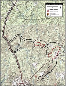 Carte du cœur et des zones d'étude du champ de bataille de l'église New Hope