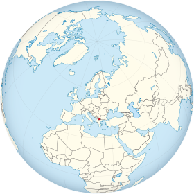 North Macedonia on the globe (Europe centered) .svg