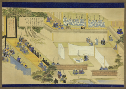Painting of Ōishi Yoshio committing seppuku, 1703