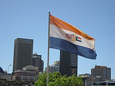 The flag at the castle that Mabedla successfully campaigned to be removed Old flag of South Africa.jpg