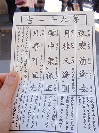 <i>O-mikuji</i> Fortunes written on paper at shrines and temples in Japan