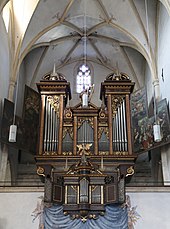 Renaissance-Prospekt der Orgel der Stadtpfarrkirche St. Andrä in Lienz mit den für die Zeit typischen Flügeltüren (Andreas Butz, 1618)