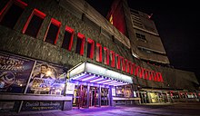 Outside the Churchill Theatre at night.jpg