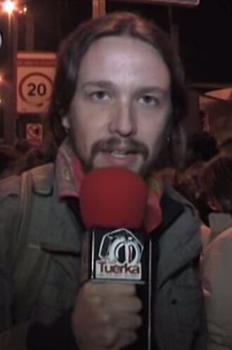 Iglesias in 2012, working as field reporter for La Tuerka