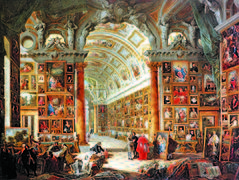 Giovanni Paolo Pannini, Interior de una galería de pintura con la Colección del cardenal Silvio Valenti Gonzaga, 1740